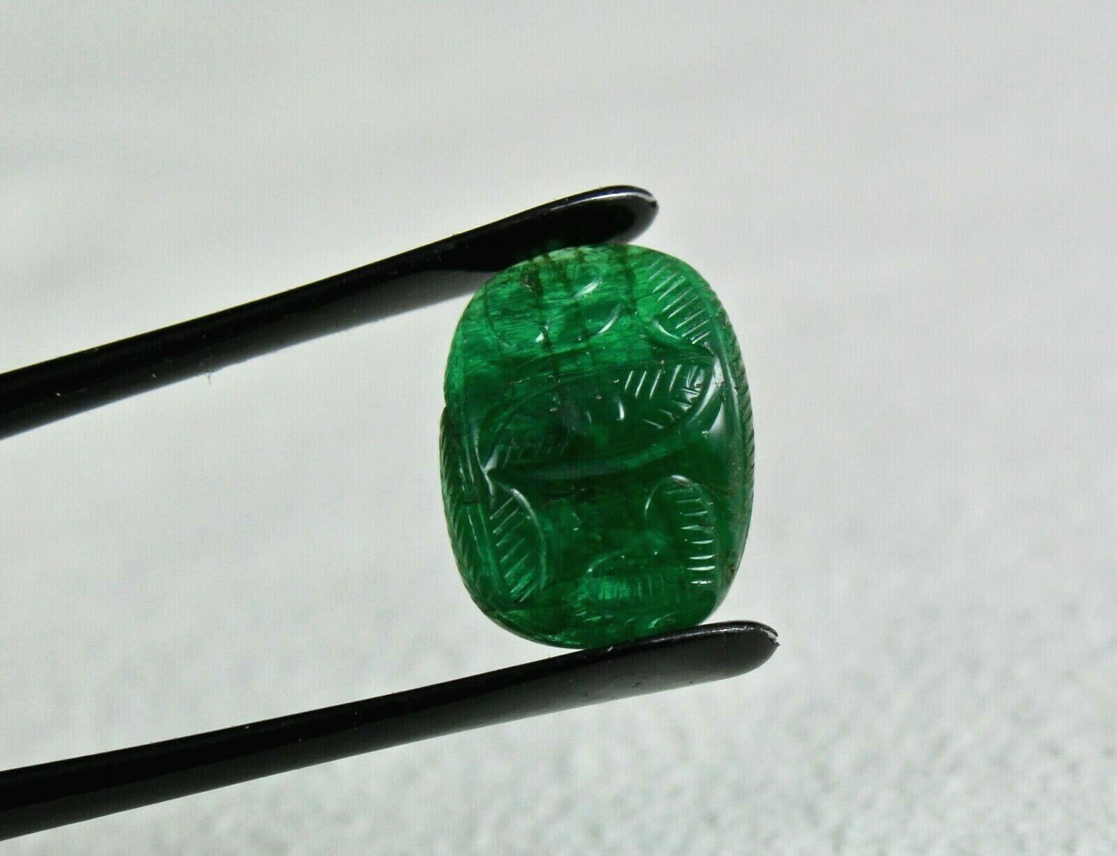 NATURAL ZAMBIA EMERALD CARVED CABOCHON 7.09 CARATS GEMSTONE FOR RING PENDANT