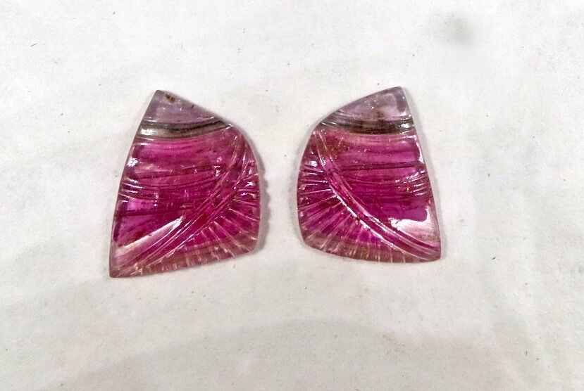 NATURAL MULTI COLOUR TOURMALINE CARVED 15.93 CARATS GEMSTONE FOR EARRING