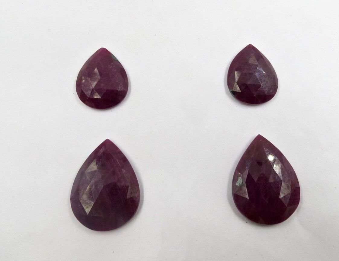 NATURAL UNHEAT RUBY FACETED PEAR CABOCHON 143 CARATS GEMSTONE EARRING DESIGNING