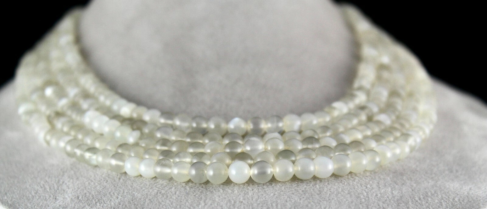 Natural White Moonstone Necklace 802ct Round Gemstone Sterling Silver Clasp