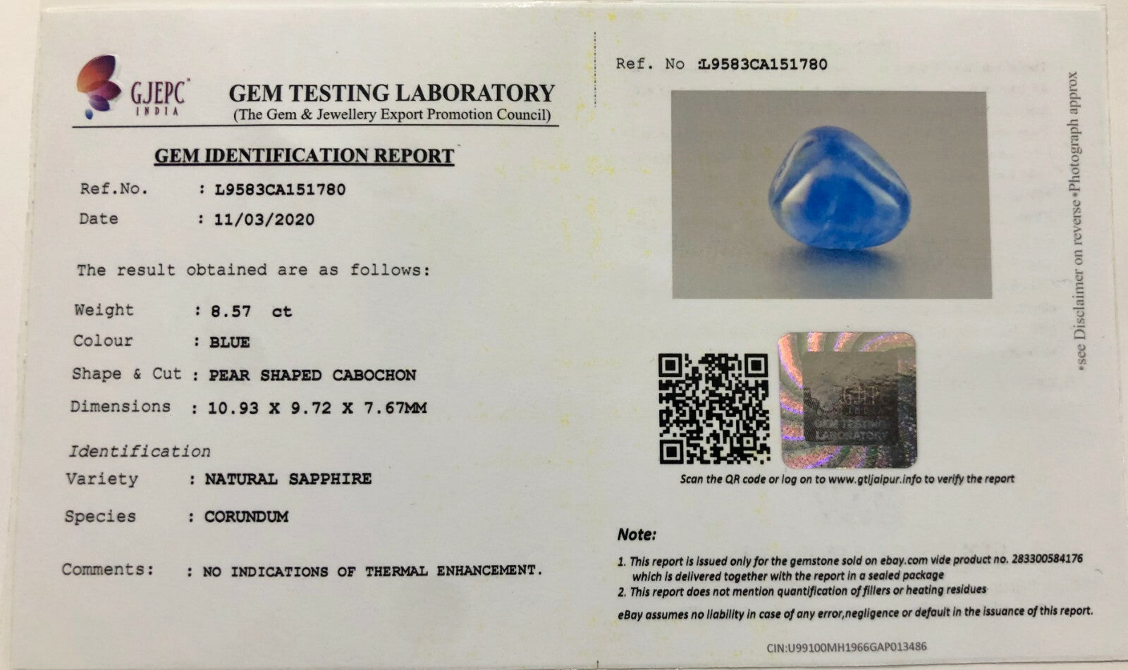 Certified Triangle Cabochon 8.57 Ct Natural Blue Sapphire Ring Pendant For Women