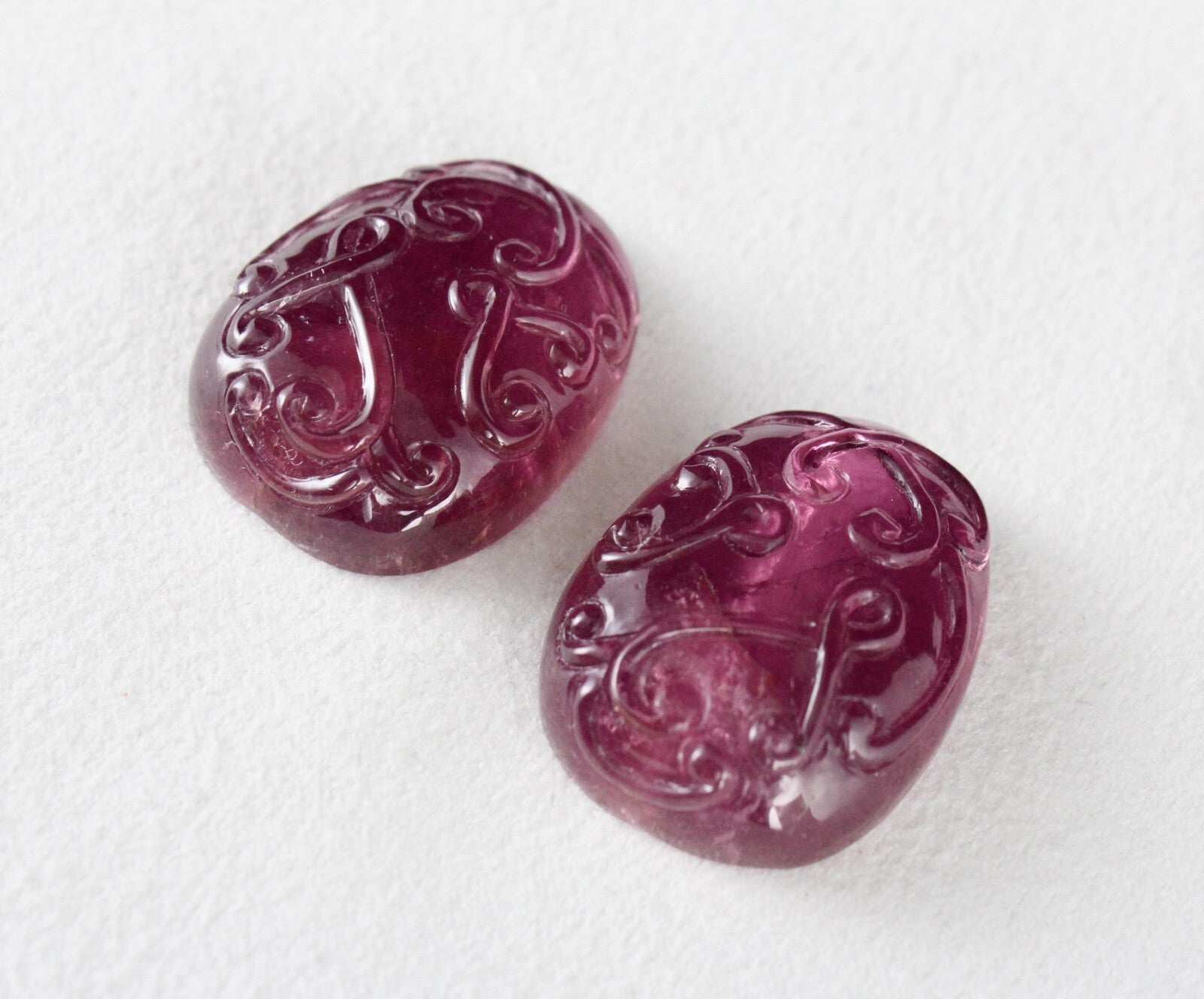 Certified Natural Rubellite Tourmaline 104.74 Ct Engraved Gemstone Earrings