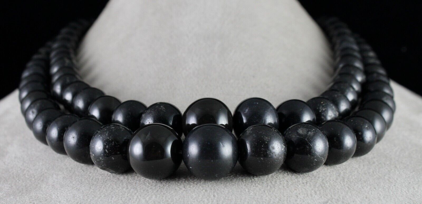 Natural Black Jade Beads Round 2 L 1658 Ct Big 19mm Gemstone Fashion Necklace