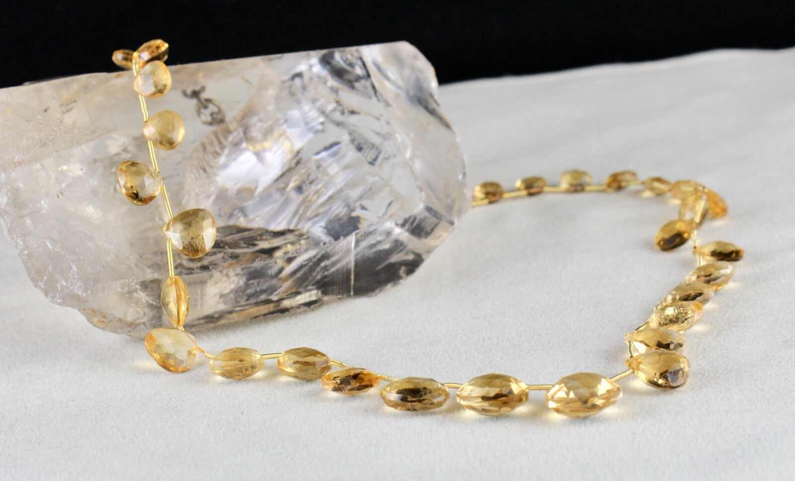 Sterling Silver Citrine Heart Teardrop 122 Ct Gemstone Beaded Necklace For Women