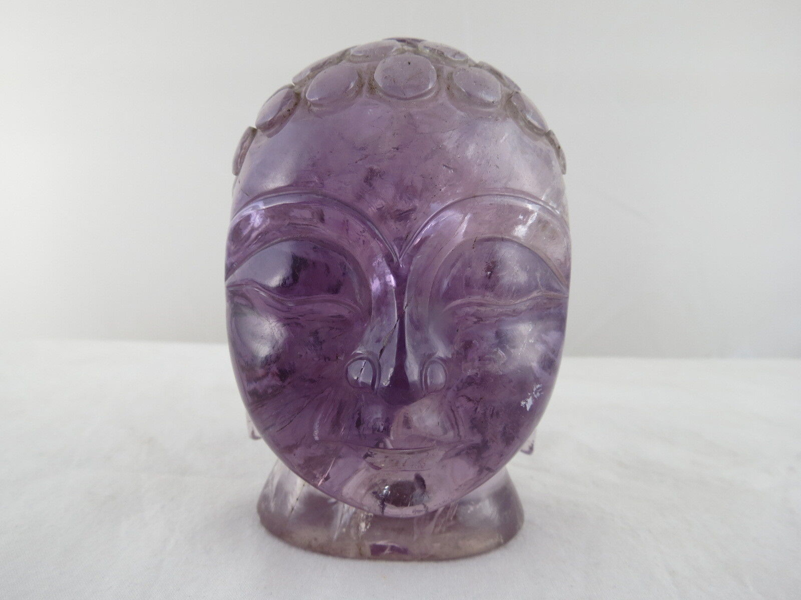 NATURAL BRAZILIAN AMETHYST BUDDHA HEAD STATUE 2350 CARATS GEMSTONE HOME DECOR