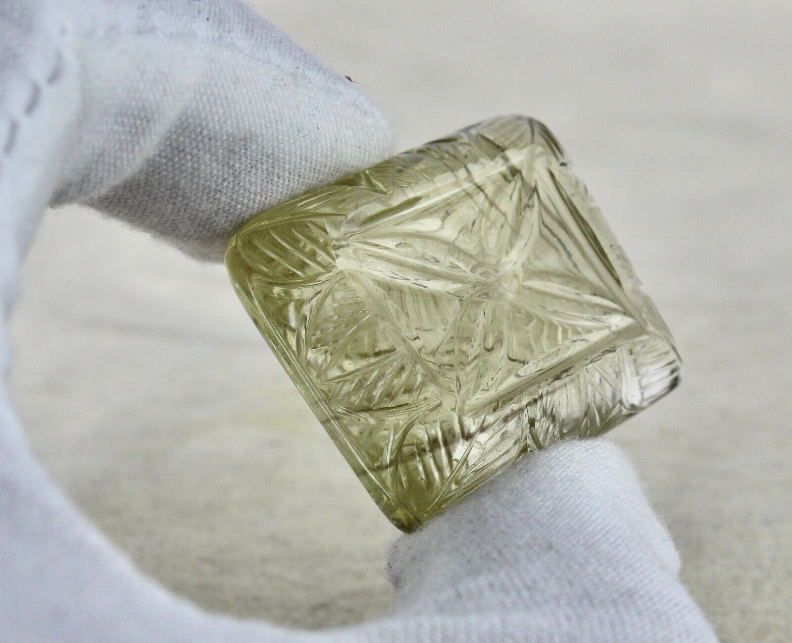 NATURAL LEMON QUARTZ CARVED RECTANGLE 28 MM 106 CARATS GEMSTONE FOR PENDANT