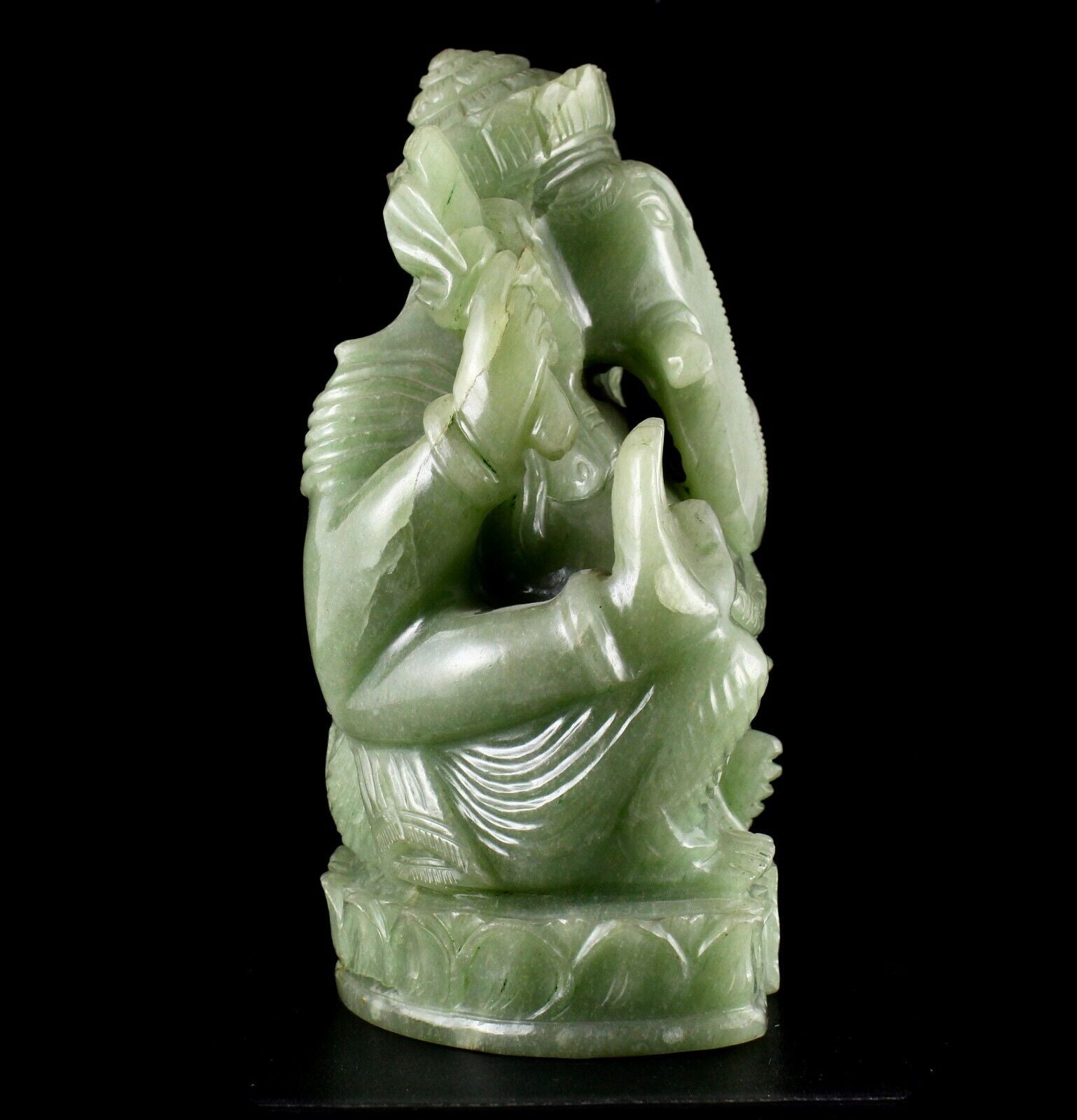 Lord Ganesha Statue 8" 22700 Cts Natural Indian Green Jade Gemstone Home Decor 