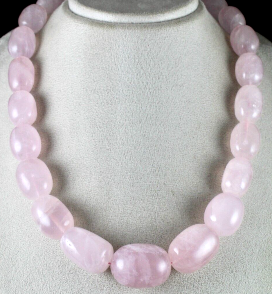 34mm Natural Rose Quartz 1642ct Gemstone Sterling Silver Long Necklace