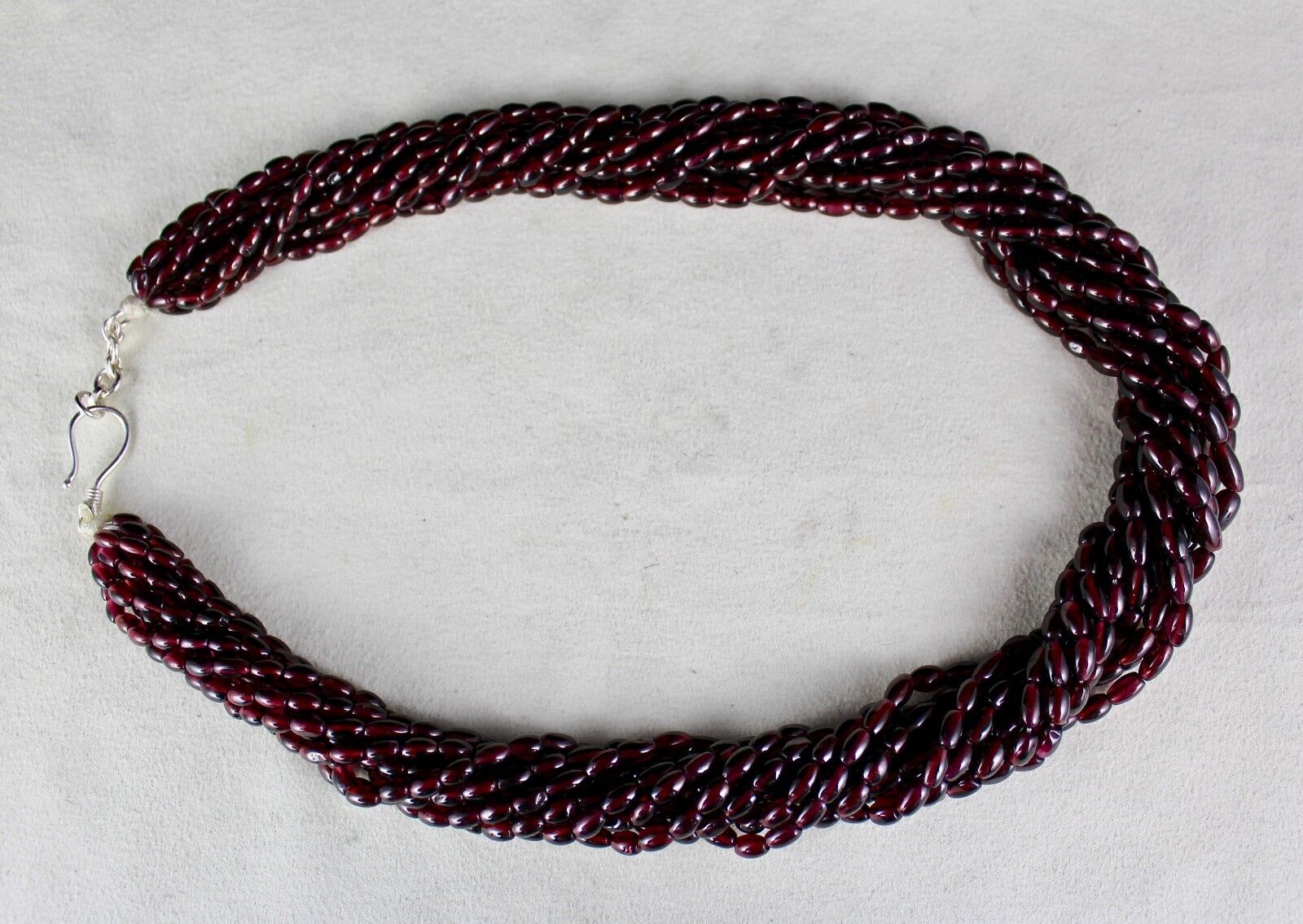 Natural Red Garnet Beads Long 10 L 1111 Ct Gemstone Silver Fashion Necklace