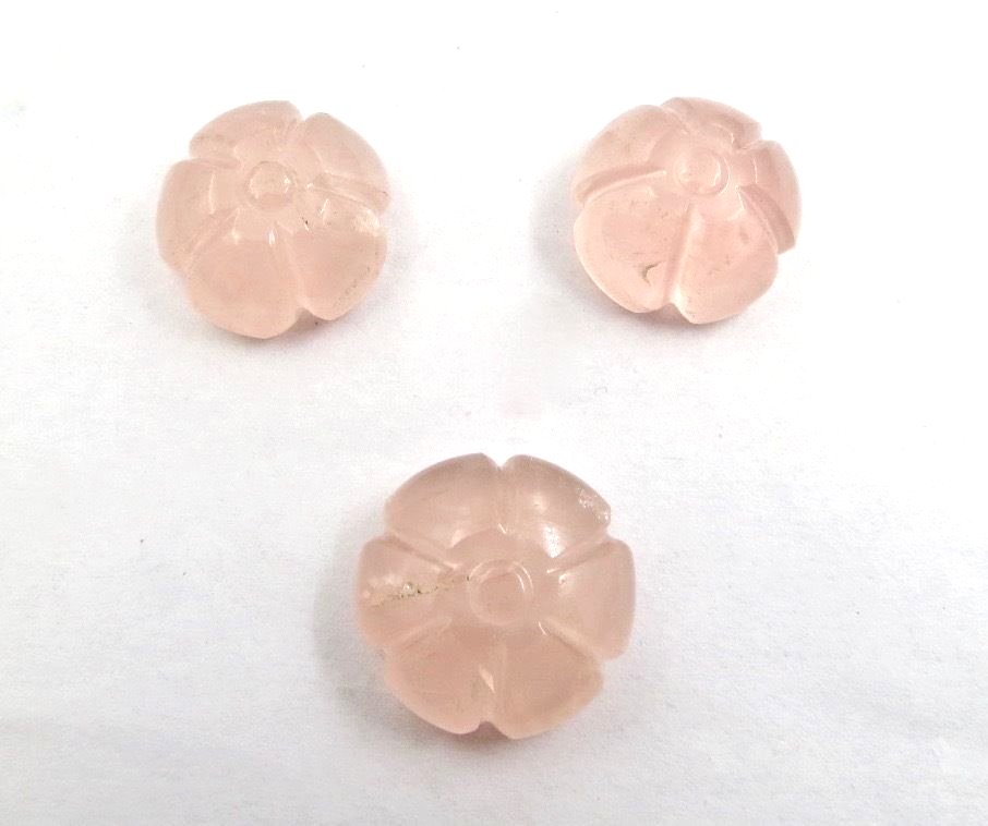 Natural Rose Quartz Flower 19mm Gemstone Pendant Earring 61.71ct Round For Women