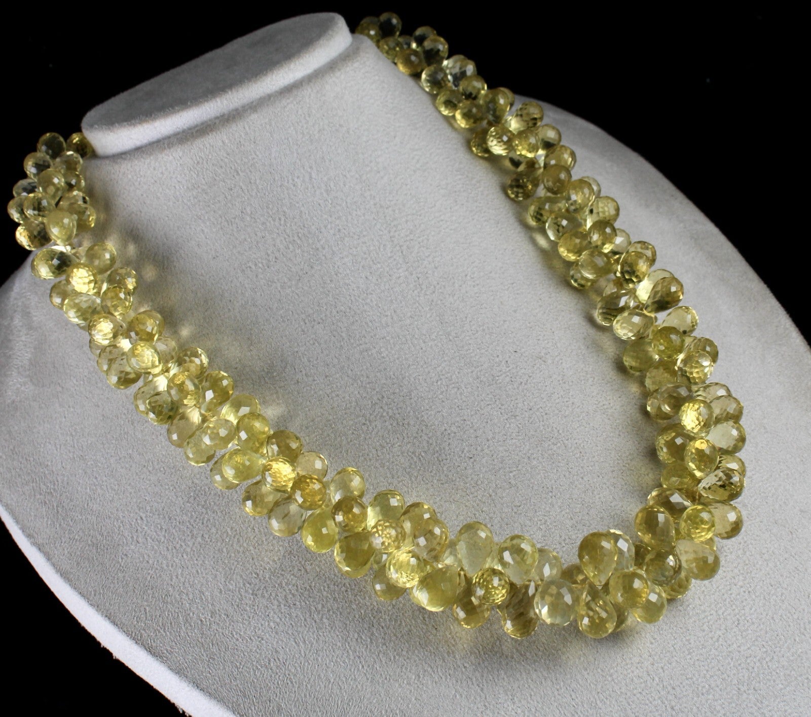 Certified Natural Lemon Quartz Teardrop Necklace 1193 Ct Yellow Gemstone Beads