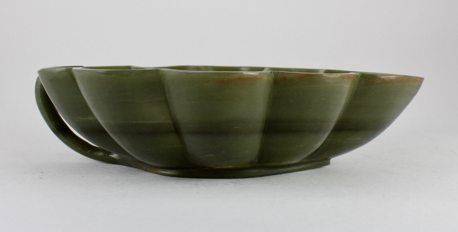 Natural Green Agate Carved Leaf 1665 Ct Big Gemstone Bowl For Home Decor