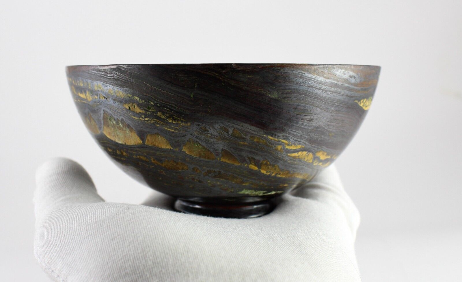 HAND CRAFTED 4.5" NATURAL TIGER EYE 1565 CT GEMSTONE ROUND BOWL FOR HOME DECOR