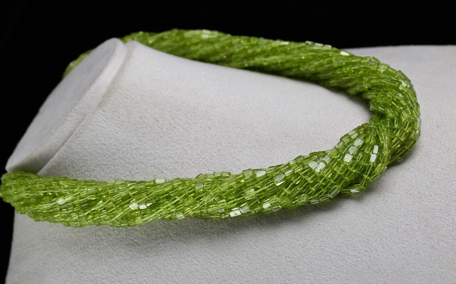 Natural Peridot Fancy Tube 20 L 1023 Ct Green Gemstone Silver Finest Necklace