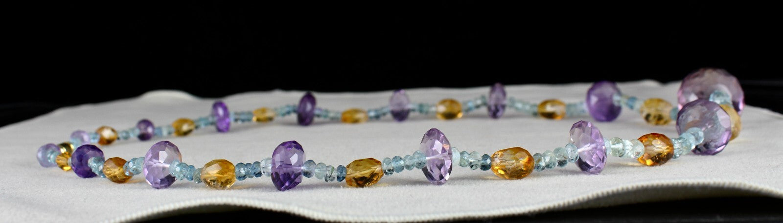 Natural Aquamarine 311 Ct Citrine Amethyst Beaded Designer Gemstone Necklace