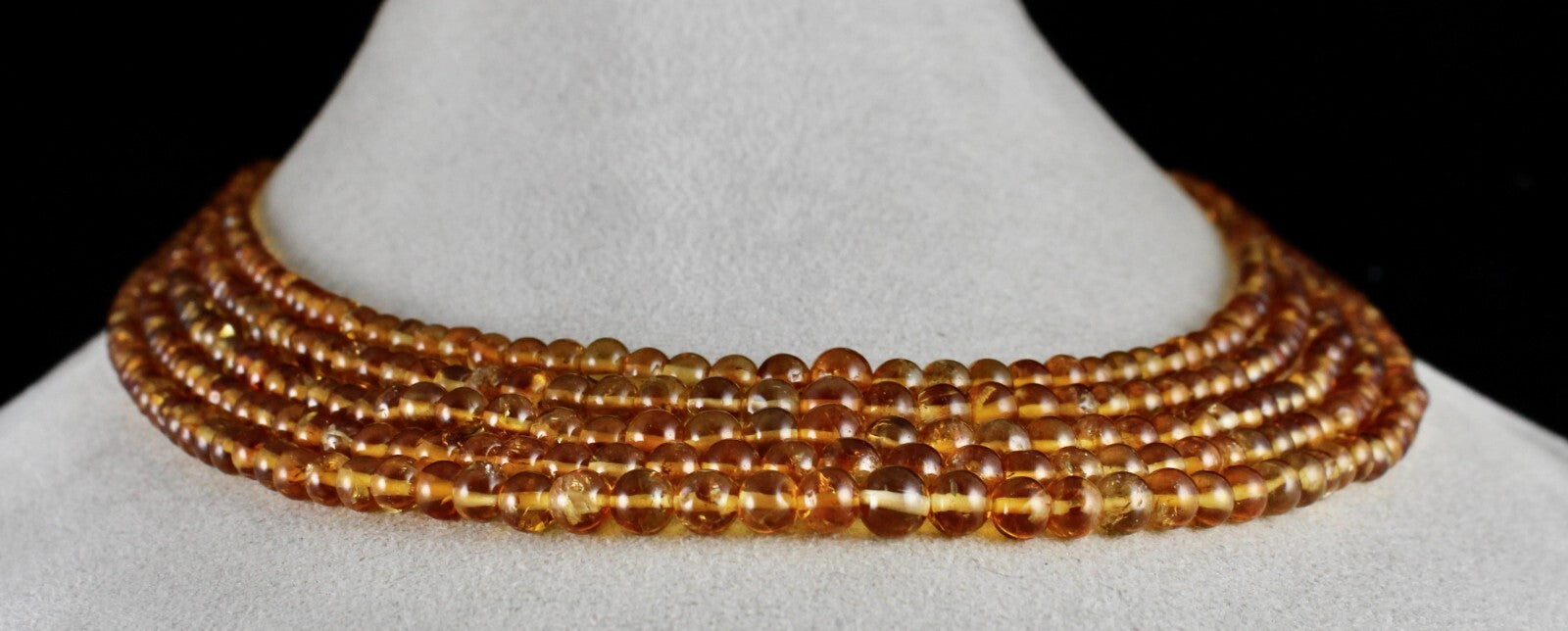 Natural Citrine Beads Round Necklace 365ct Yellow Gemstone Fashion Party Jewelry