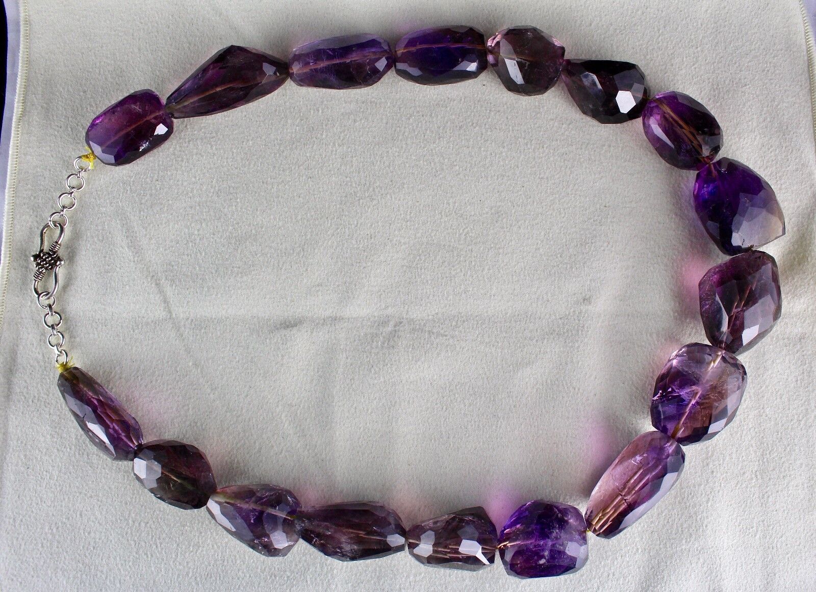 Natural Ametrine Beads Faceted Tumble 1 L 1745 Ct Big Gemstone Silver Necklace