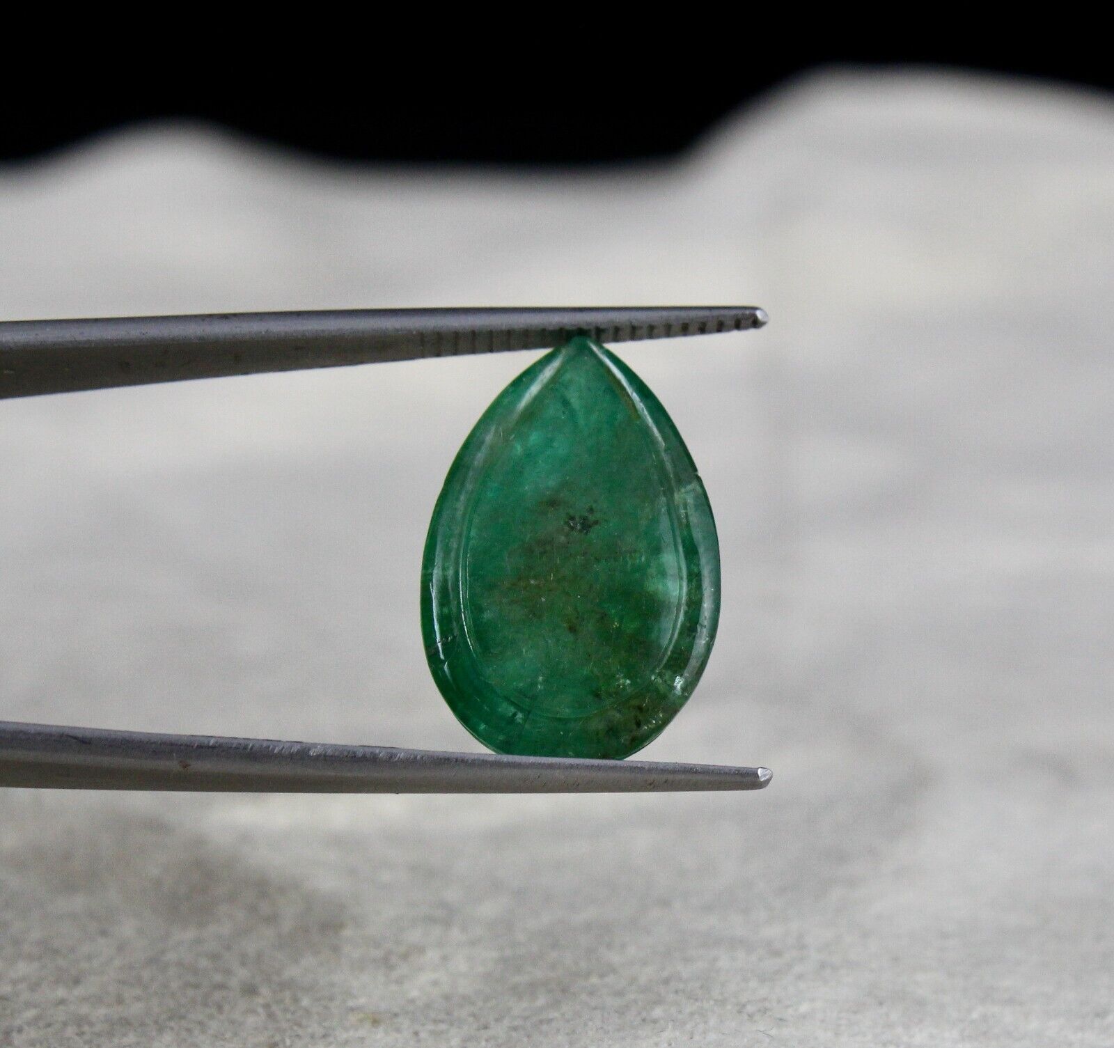 NATURAL ZAMBIAN EMERALD PEAR CARVED 14.94 CARATS GEMSTONE FOR RING PENDANT