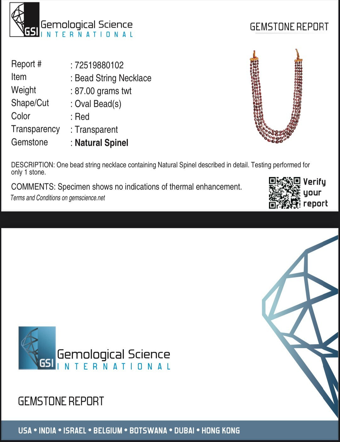 Certified Natural Red Spinel Beads Pearl Necklace 434 Ct 4l 408 Ct Gemstone