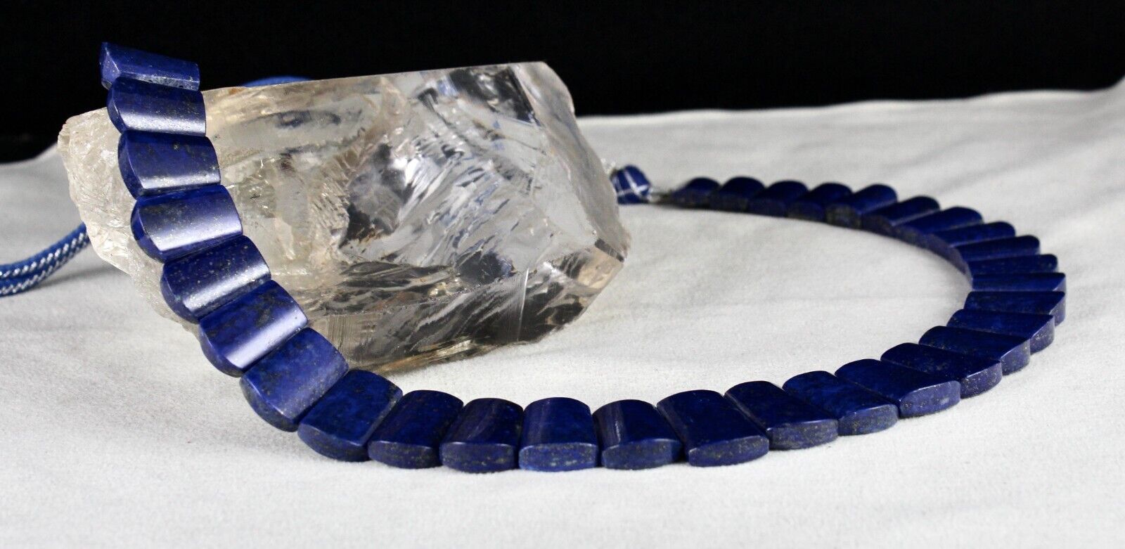 Natural Blue Lapis Lazuli Flat Cut 463 Ct Gemstone Semiprecious Fashion Necklace