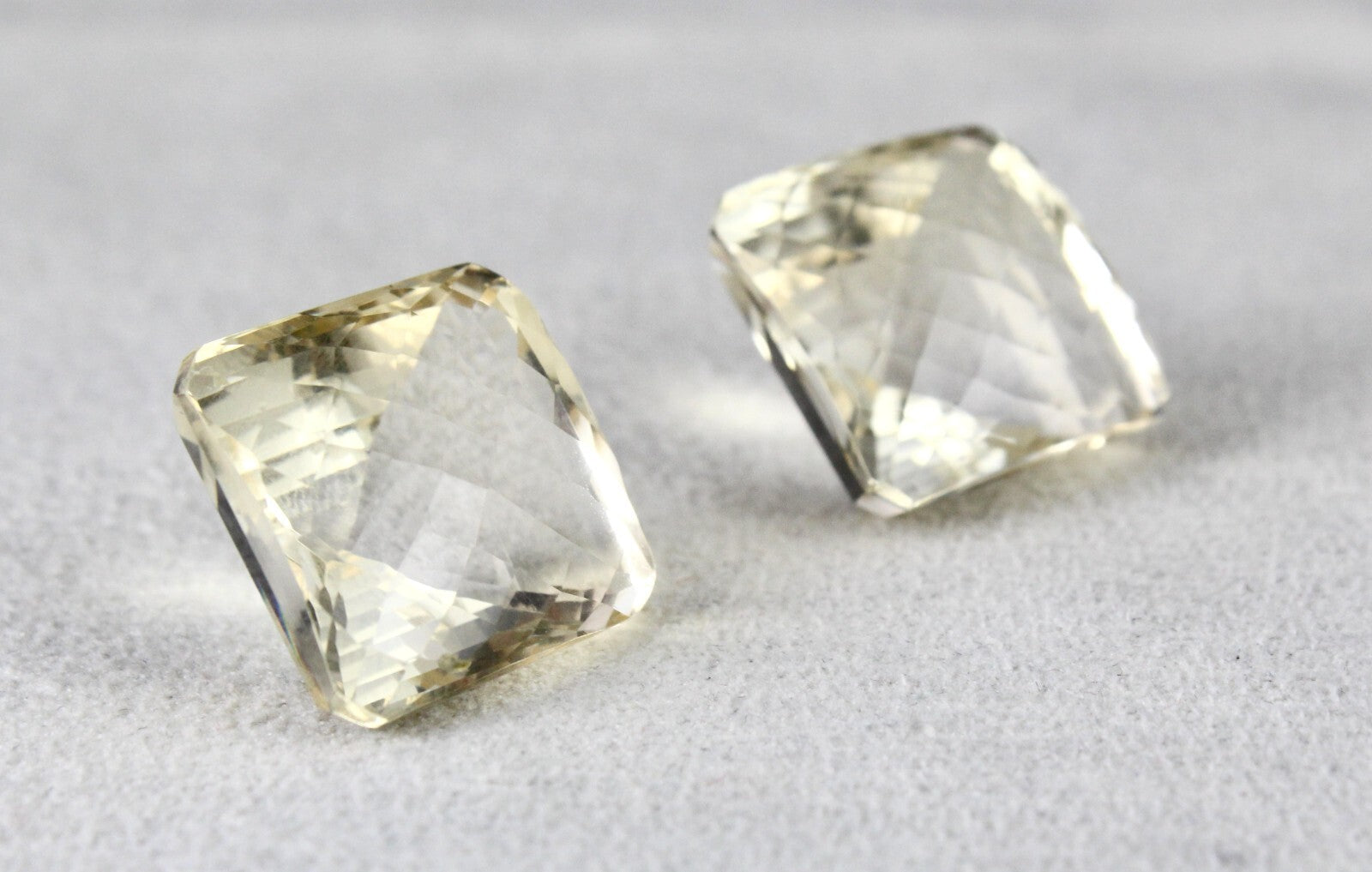 Natural Yellow Citrine Pair 69.50 Ct Square 2 Pcs Loose Gemstone Earring