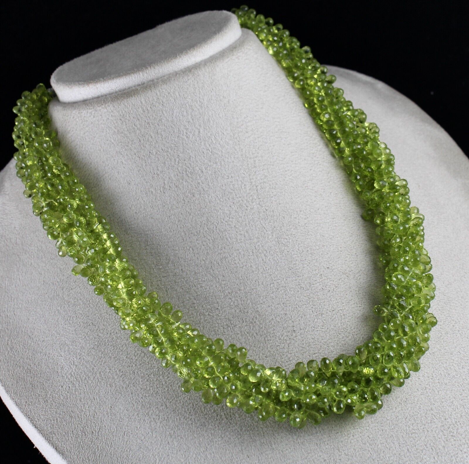 Natural Peridot Beads Tear Drops 5 L 829 Ct Gemstone Silver Fashion Necklace