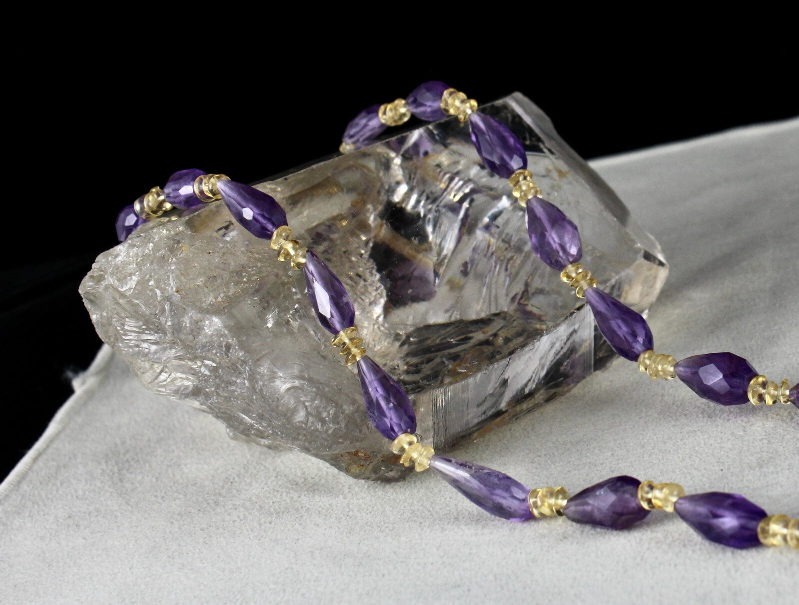 Natural Citrine Amethyst Faceted Pear 232ct Gemstone Fashion Necklace