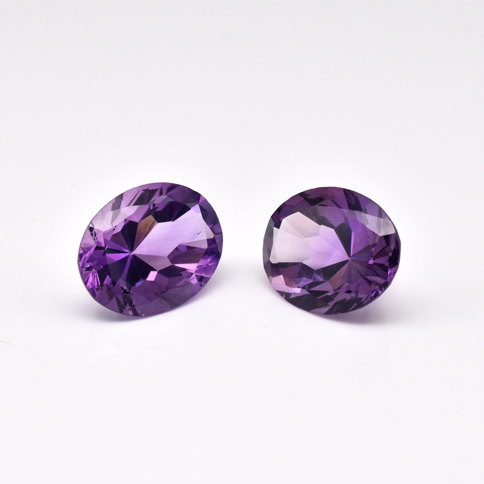 Certified Big Natural Amethyst Oval Cut Gemstone Pair 23x18mm 54.91ct Earrings