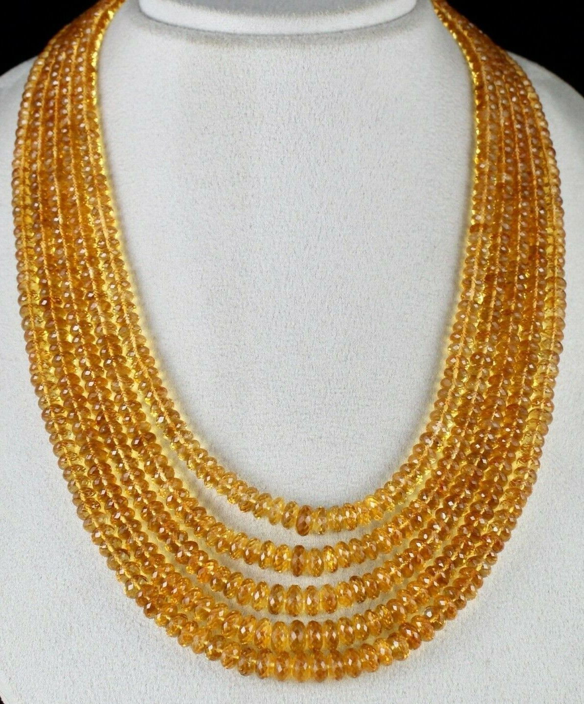 Certified Natural Yellow Citrine Faceted Beads Necklace 5 L 834 Ct For Women