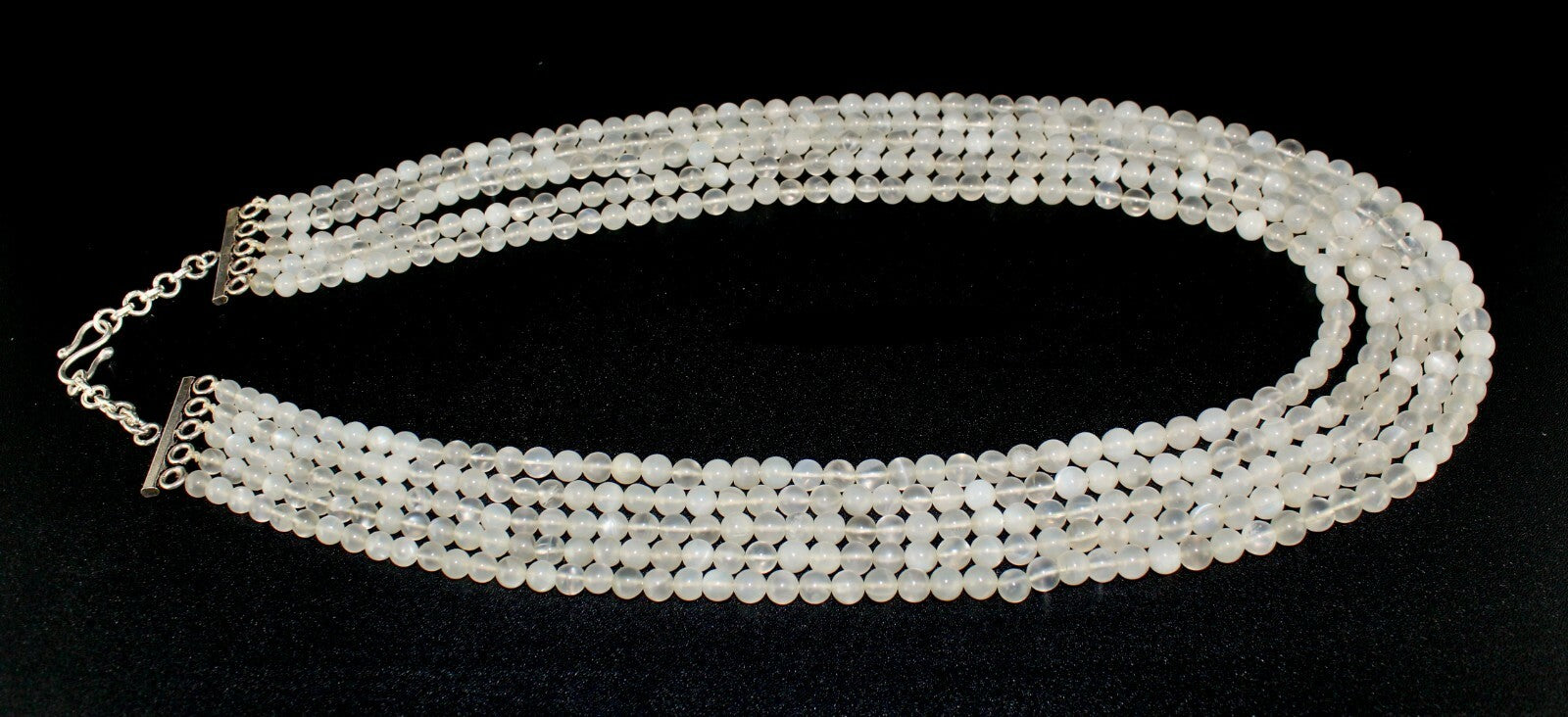 Natural White Moonstone Necklace 802ct Round Gemstone Sterling Silver Clasp
