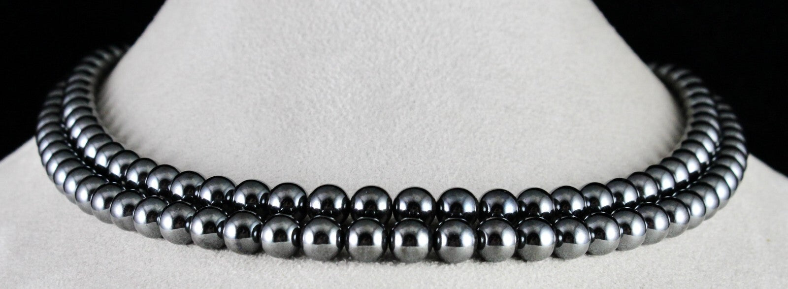 Hematite Beads Necklace 703 Ct Round Black Sparkling Natural Gemstone Fashion