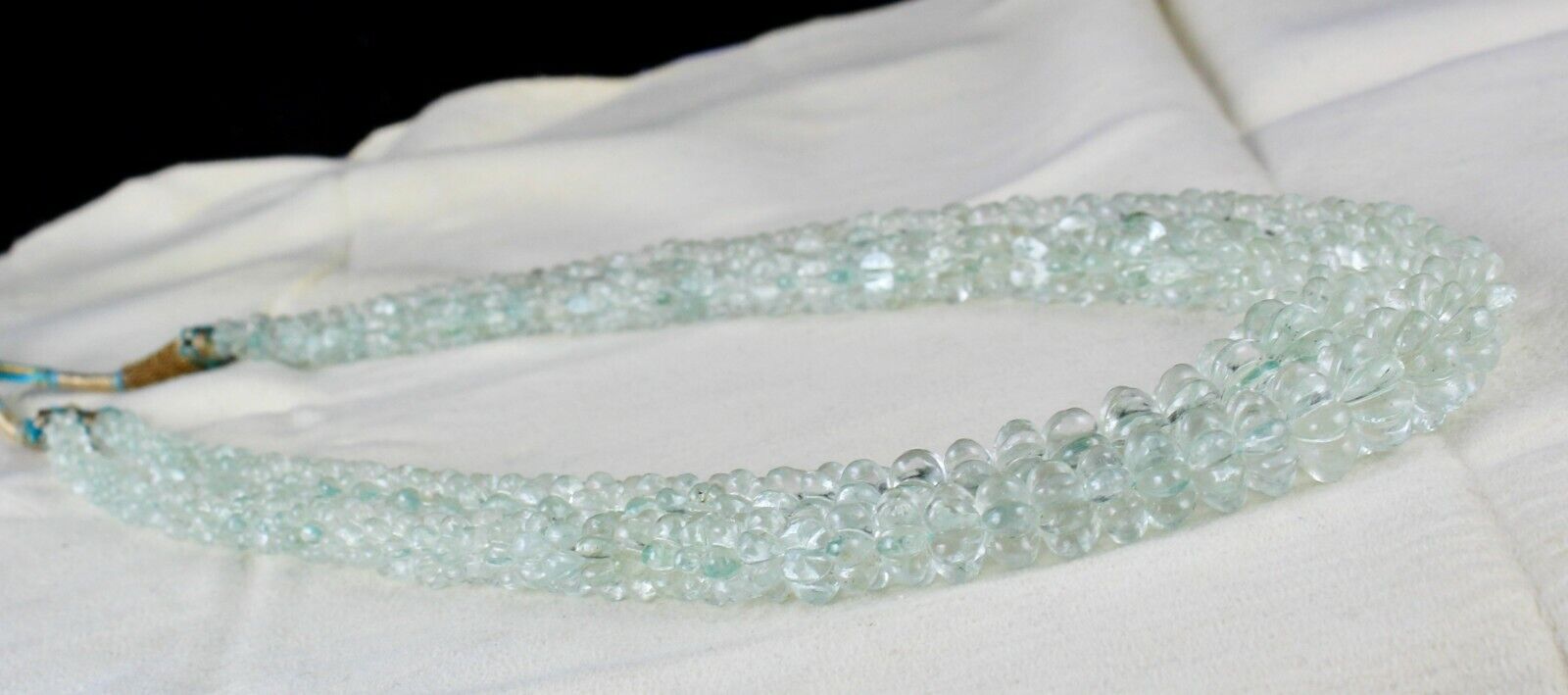 Aquamarine Carved Melon Beaded Necklace 2 L 567 Carats Natural Gemstone String