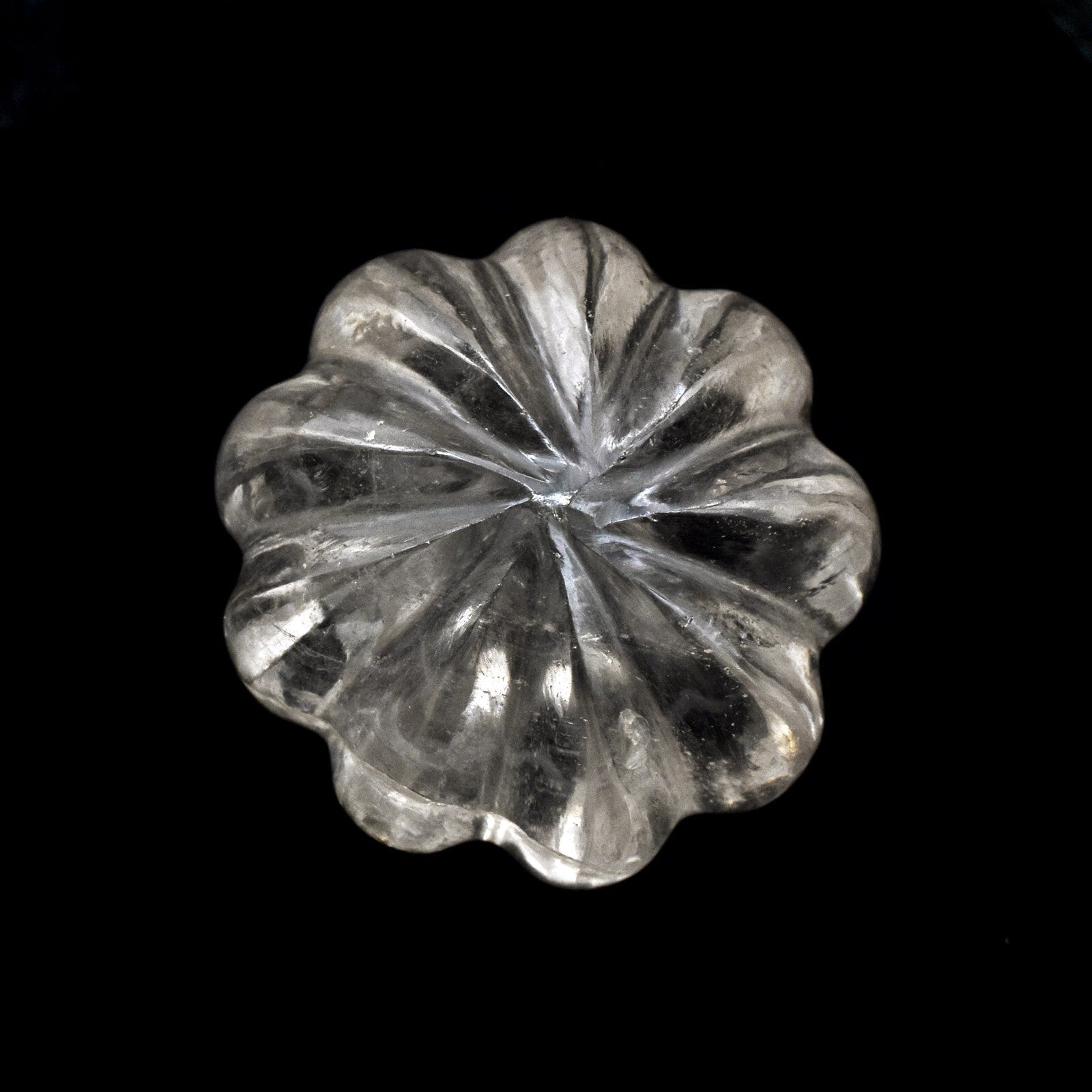 Natural Rock Crystal Quartz 321 Ct Carved Melon Round Big Gemstone Design