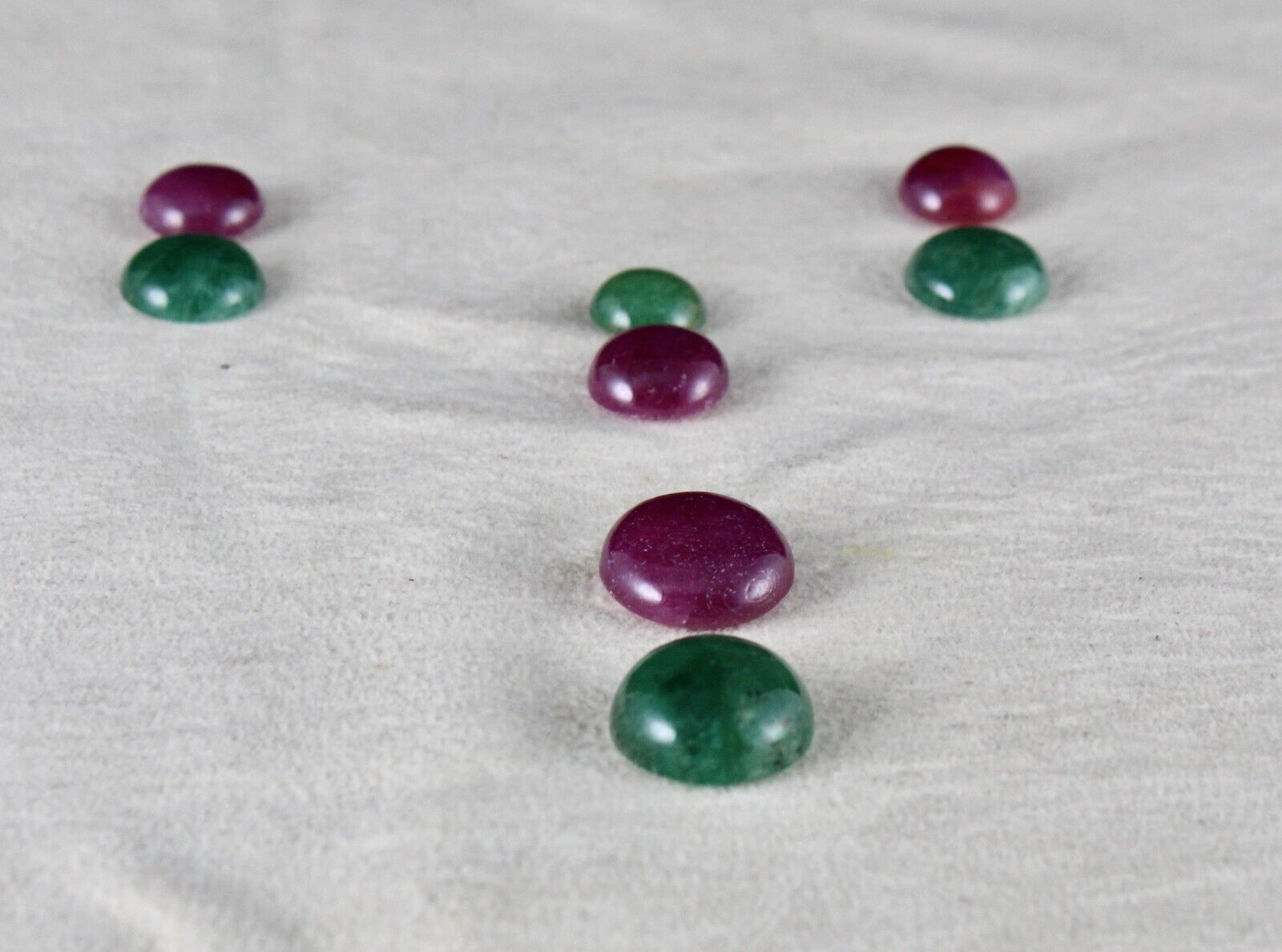 NATURAL RUBIES EMERALD CABOCHON ROUND 8 PC 61.40 CT LOOSE GEMSTONE SET DESIGNING