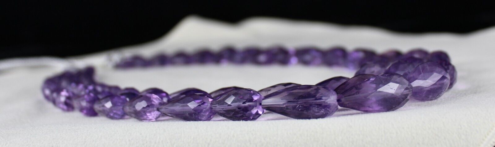 NATURAL PURPLE AMETHYST BEADS TEAR DROPS 3L 764 CARATS GEMSTONE FINEST NECKLACE