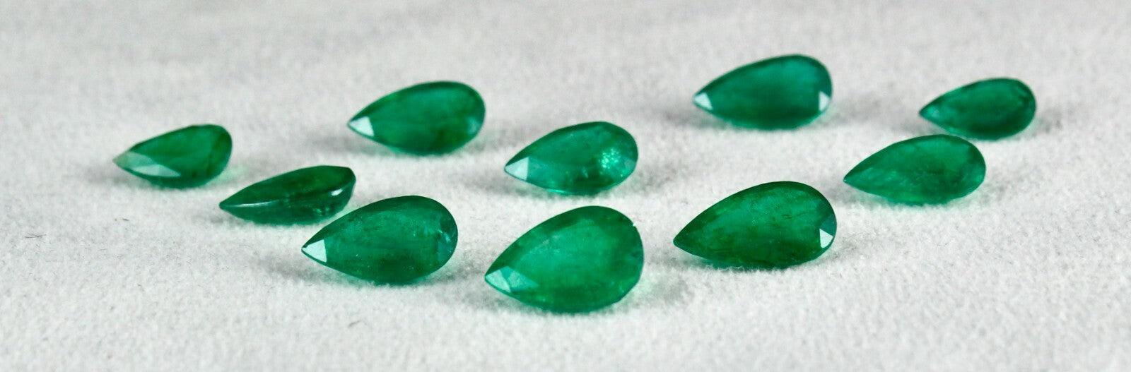 Certified Natural Zambia Emerald Pear Cut 10 Pcs 27.31 Ct Gemstone Set