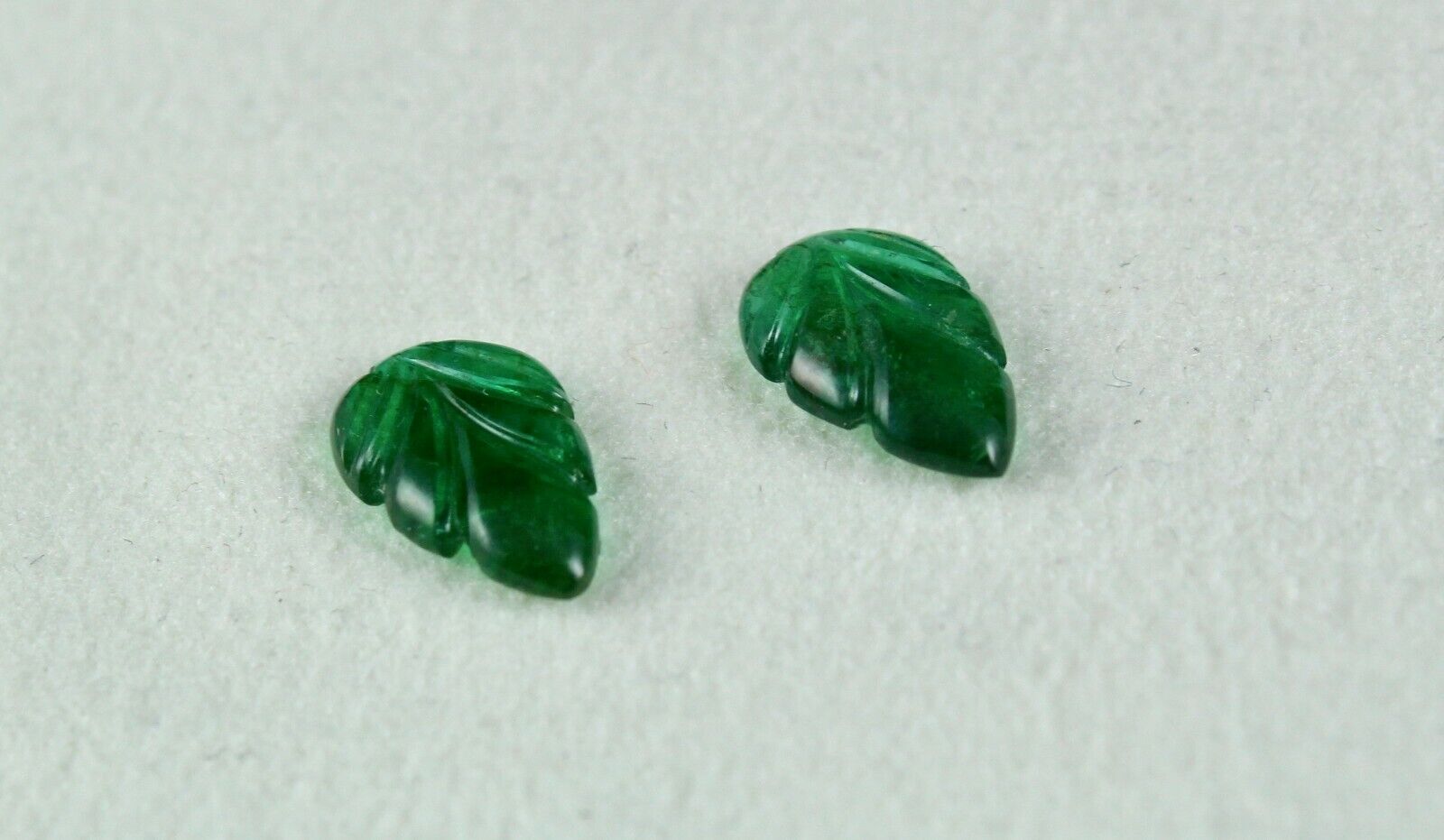 ZAMBIA NATURAL EMERALD CARVED LEAVES PAIR 2.88 CARATS GEMSTONE FOR EARRING