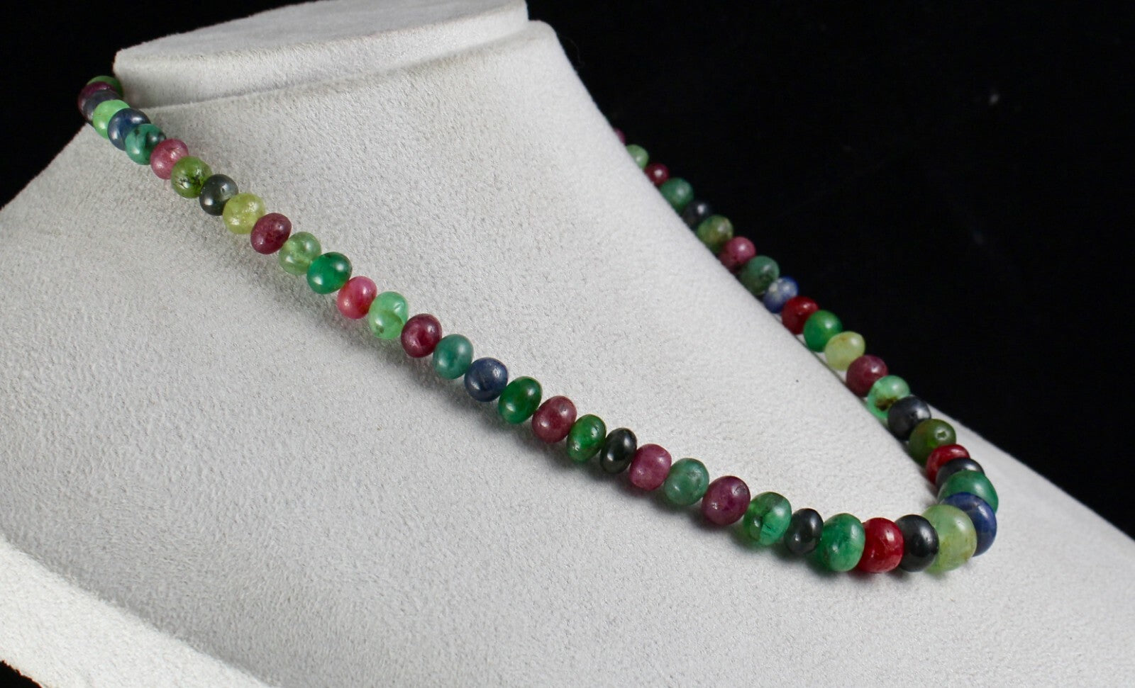Certified Natural Emerald Ruby Sapphire 327ct Sterling Silver Necklace For Women