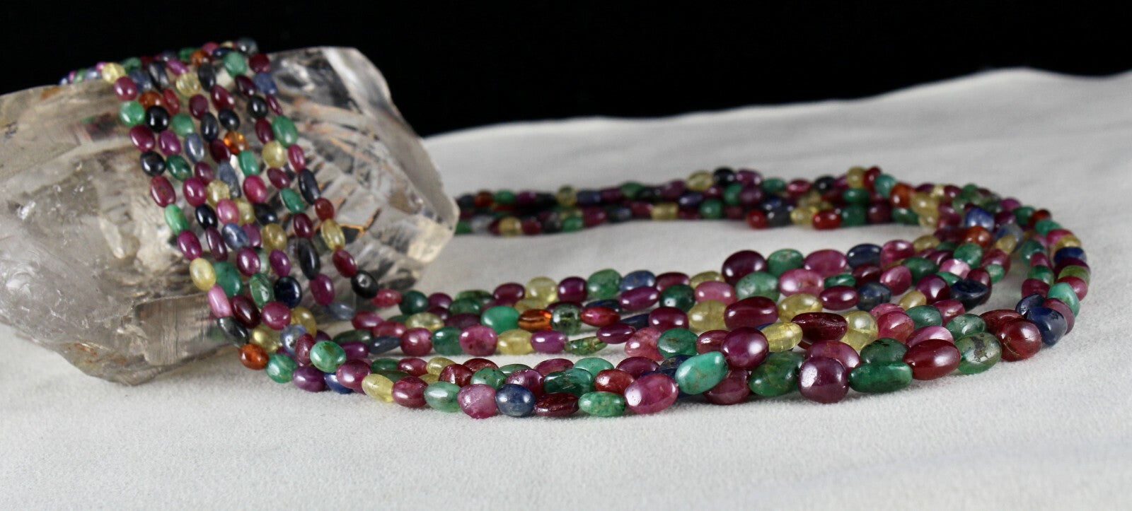 Certified Natural Emerald Ruby Sapphire Hessonite 542ct Gemstone Necklace