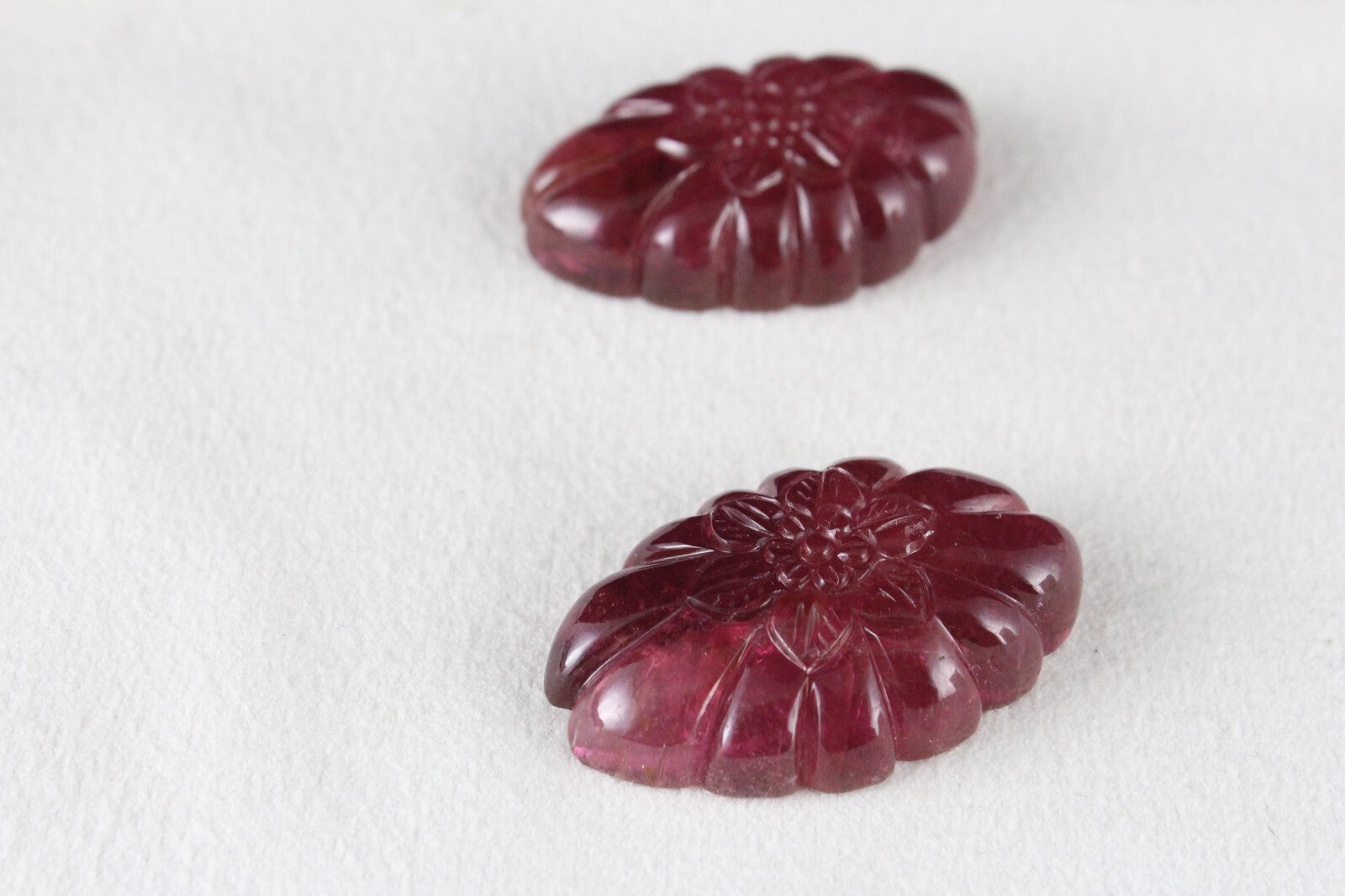 Certified Natural Rubellite Tourmaline 108.77 Ct Oval Engraved Gemstone Earrings