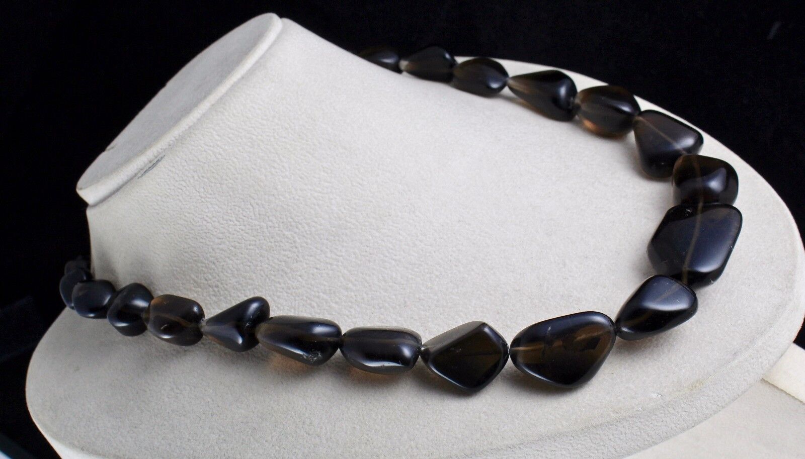 NATURAL SMOKY QUARTZ BEADS TUMBLE CABOCHON 1 LINE 770 CARATS GEMSTONE NECKLACE