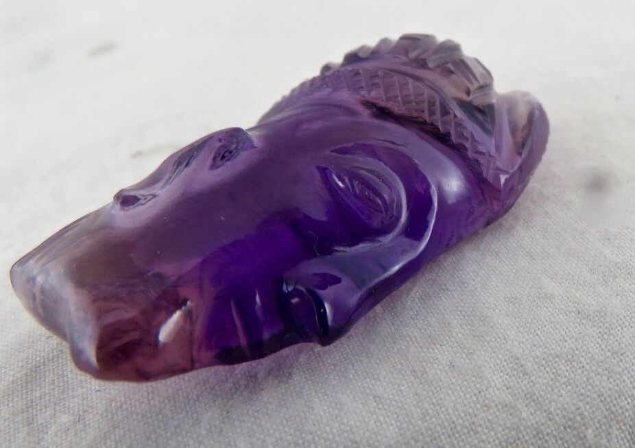 NATURAL BRAZILIAN AMETHYST 34 MM CARVED FACE 53 CARATS GEMSTONE PENDANT DESIGN