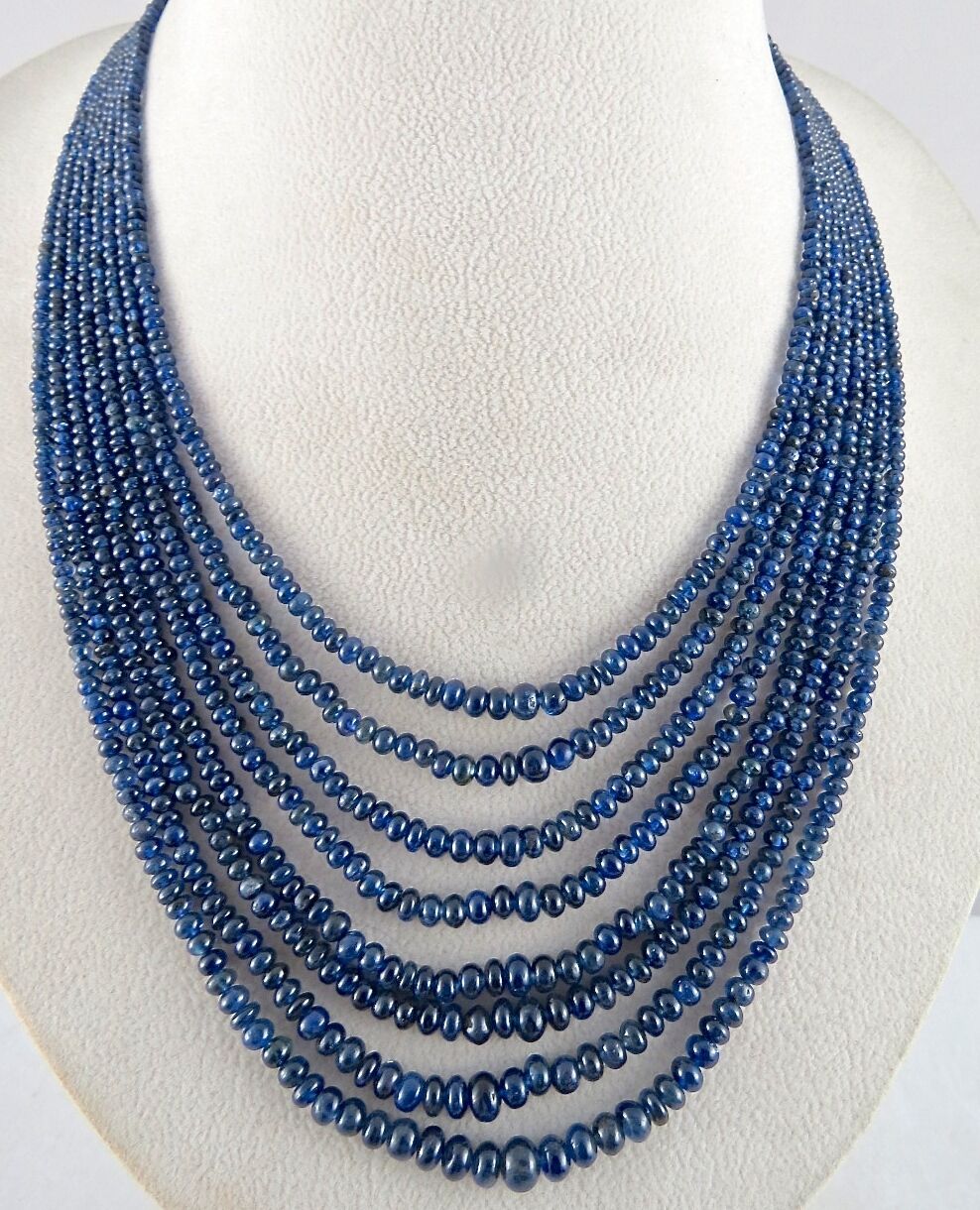 Natural Unheat Blue Sapphire Beads Round 5mm 8L 405 Ct Gemstone Vintage Necklace