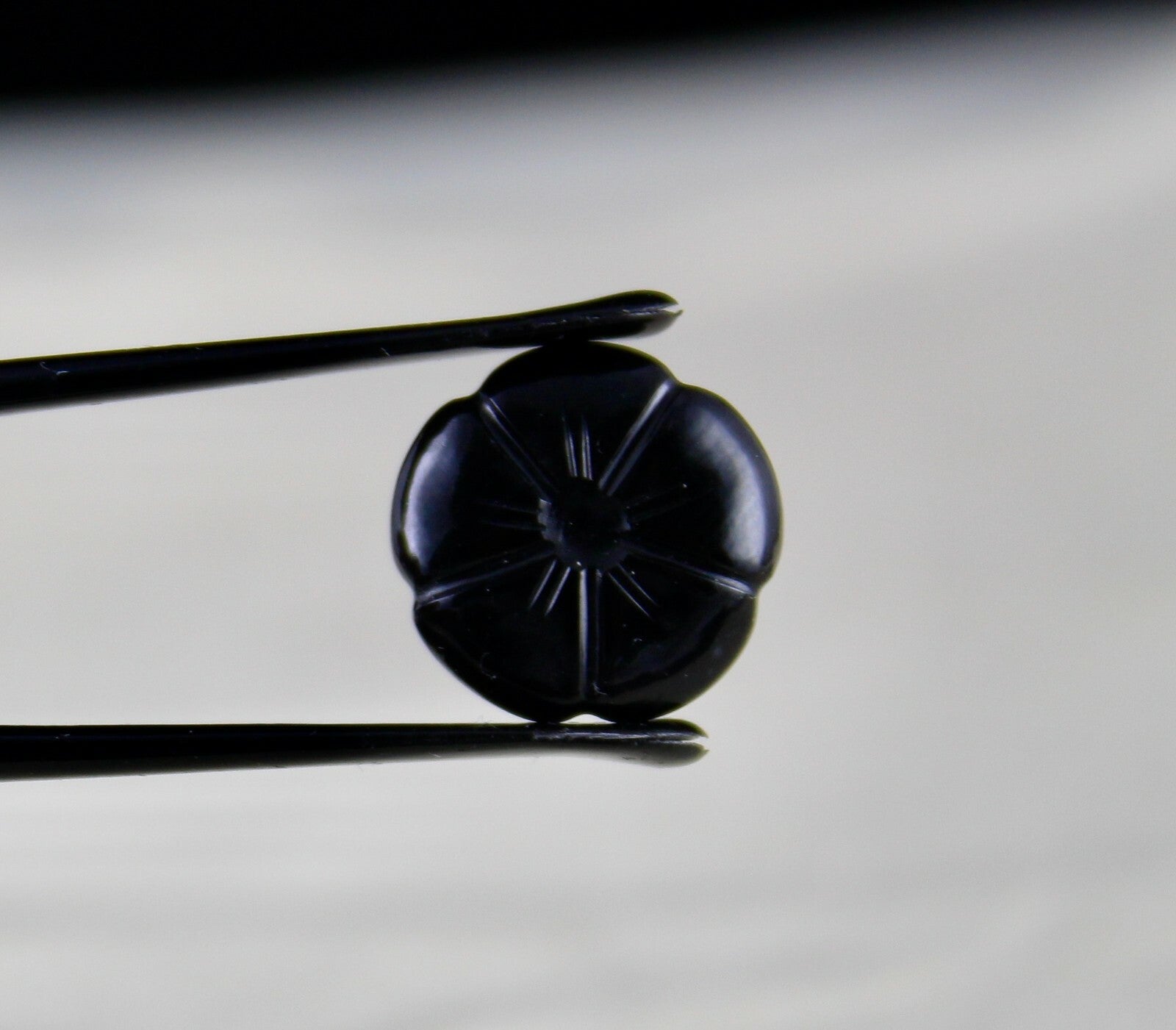 Natural Black Onyx 63ct Carved Flower 15 Pcs Gemstone Ring Pendant Earring Set