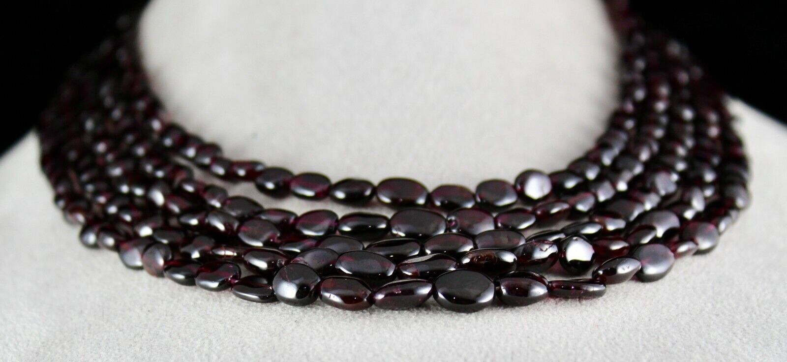 NATURAL RED GARNET BEADS LONG 5 LINE 860 CARATS GEMSTONE BEADED FASHION NECKLACE