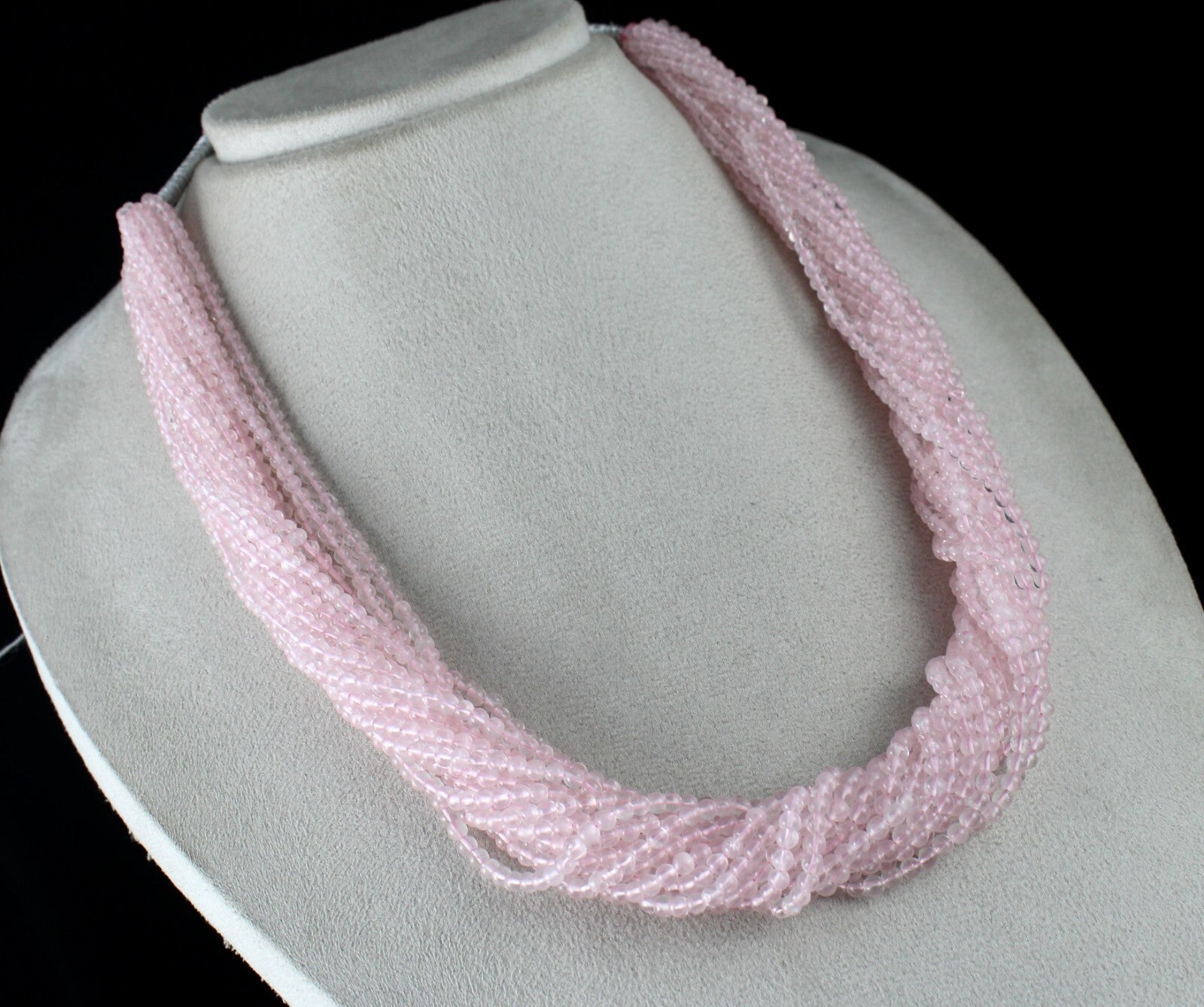 Natural Pink Rose Quartz 801 Ct Round Beads Semi-precious Necklace 17 Line