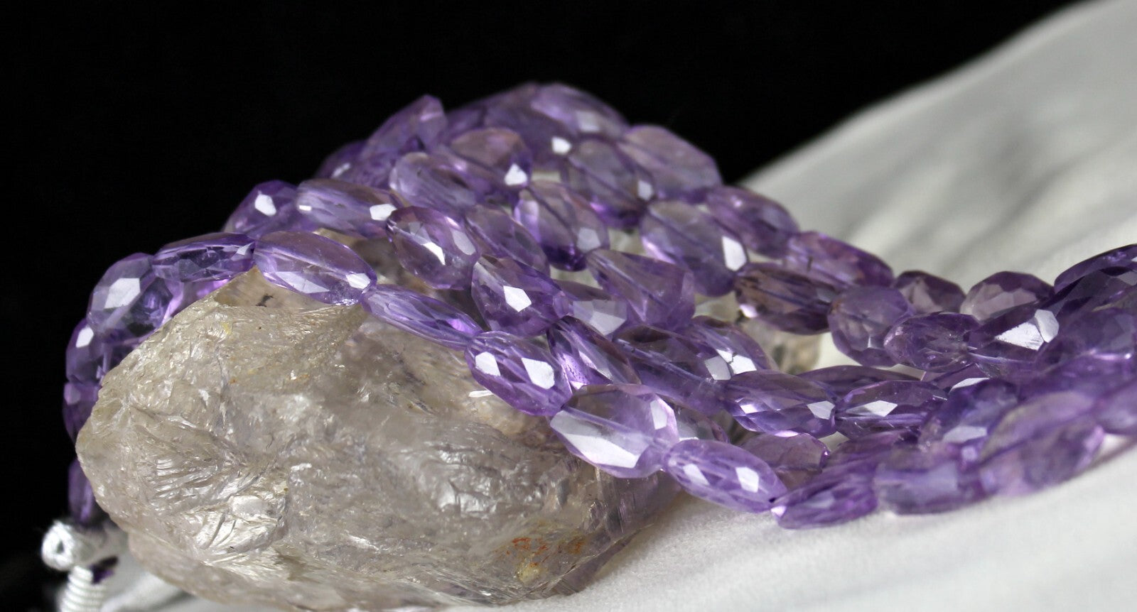 Amethyst 785 Ct Faceted Tumble Beads Purple Gemstone Fashion Necklace