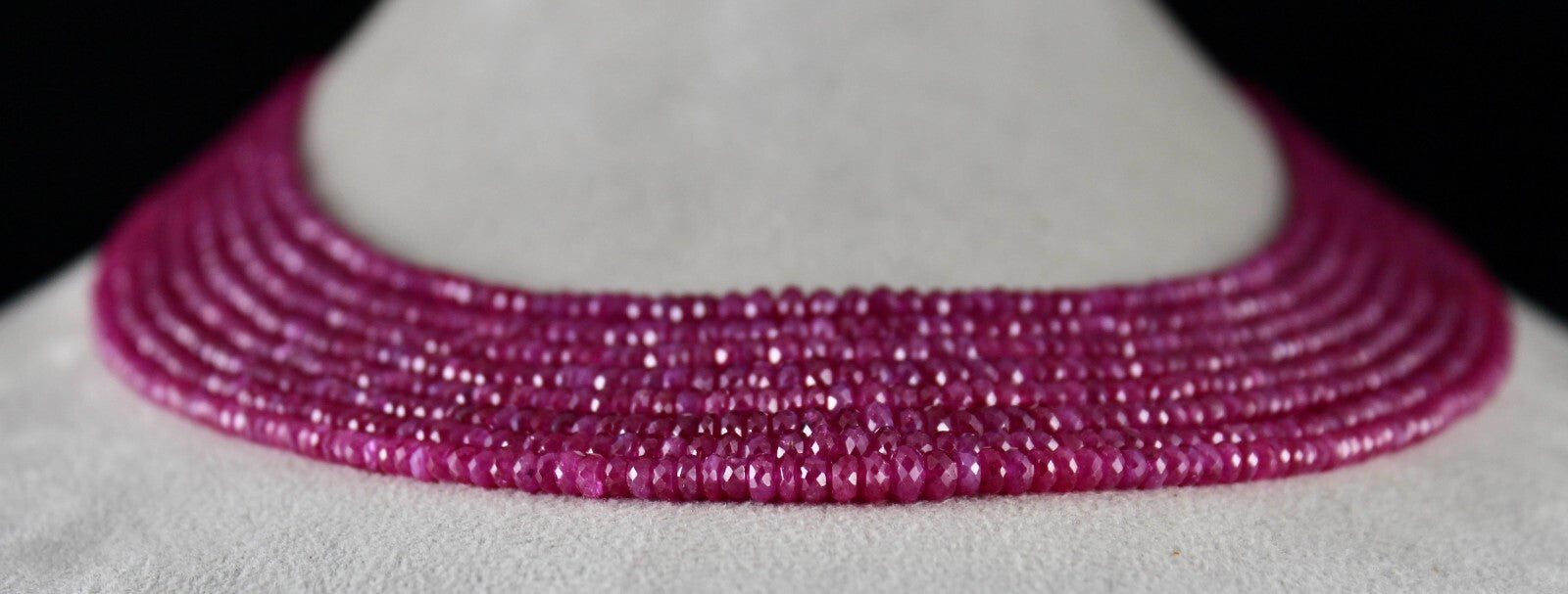 Certified Natural Heated Burma Ruby 573 Ct Faceted Beads Necklace For Women