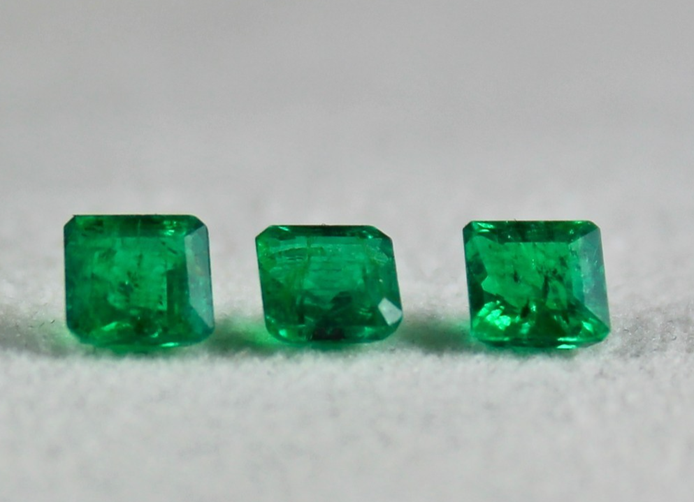 Certified Earthmined Natural Emerald 5mm Square Cut 3 Pcs 2.08ct Gemstone Ring