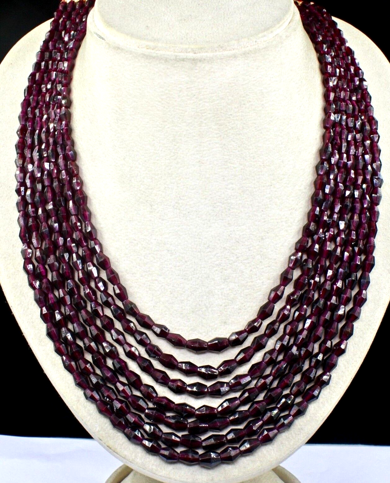Natural Garnet 917 Ct Faceted Gemstone Beaded Necklace For Women